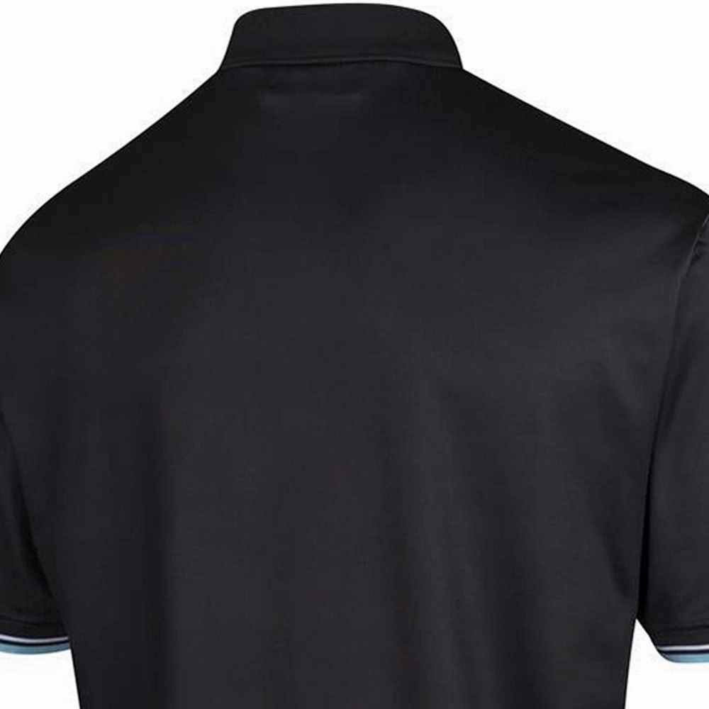 Island Green Diamond Print Polo Shirt - Black MinimalistDesign Reinforced Shoulder
