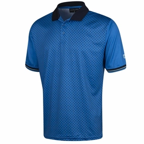 Island Green Diamond Print Polo Shirt - Mid-Blue dry cleanable Minimalist Layer