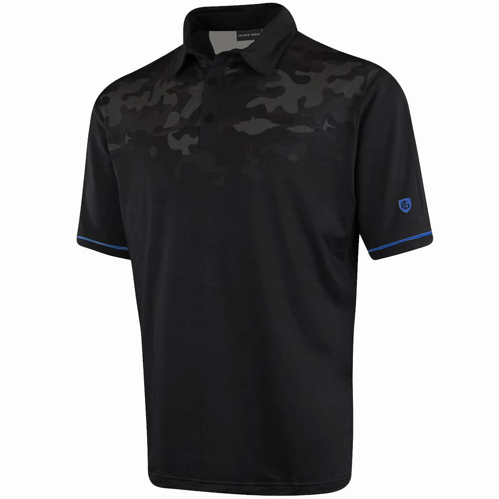 Island Green Graded Camo Print Polo Shirt - Black Camo Minimalist fashion Quick Dry Technology