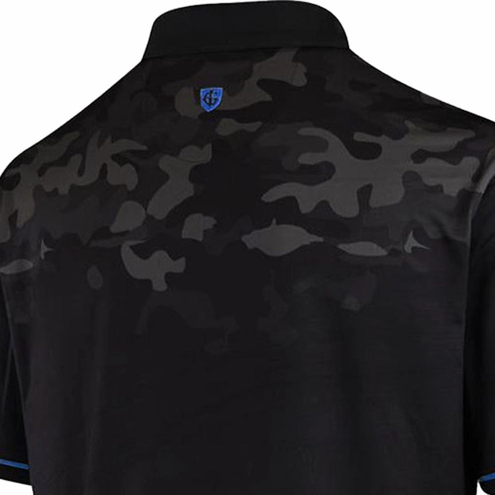 Minimalist Comfort Island Green Graded Camo Print Polo Shirt - Black Camo
