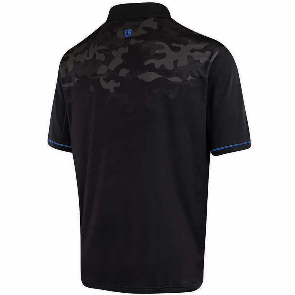 City Smart Look Island Green Graded Camo Print Polo Shirt - Black Camo