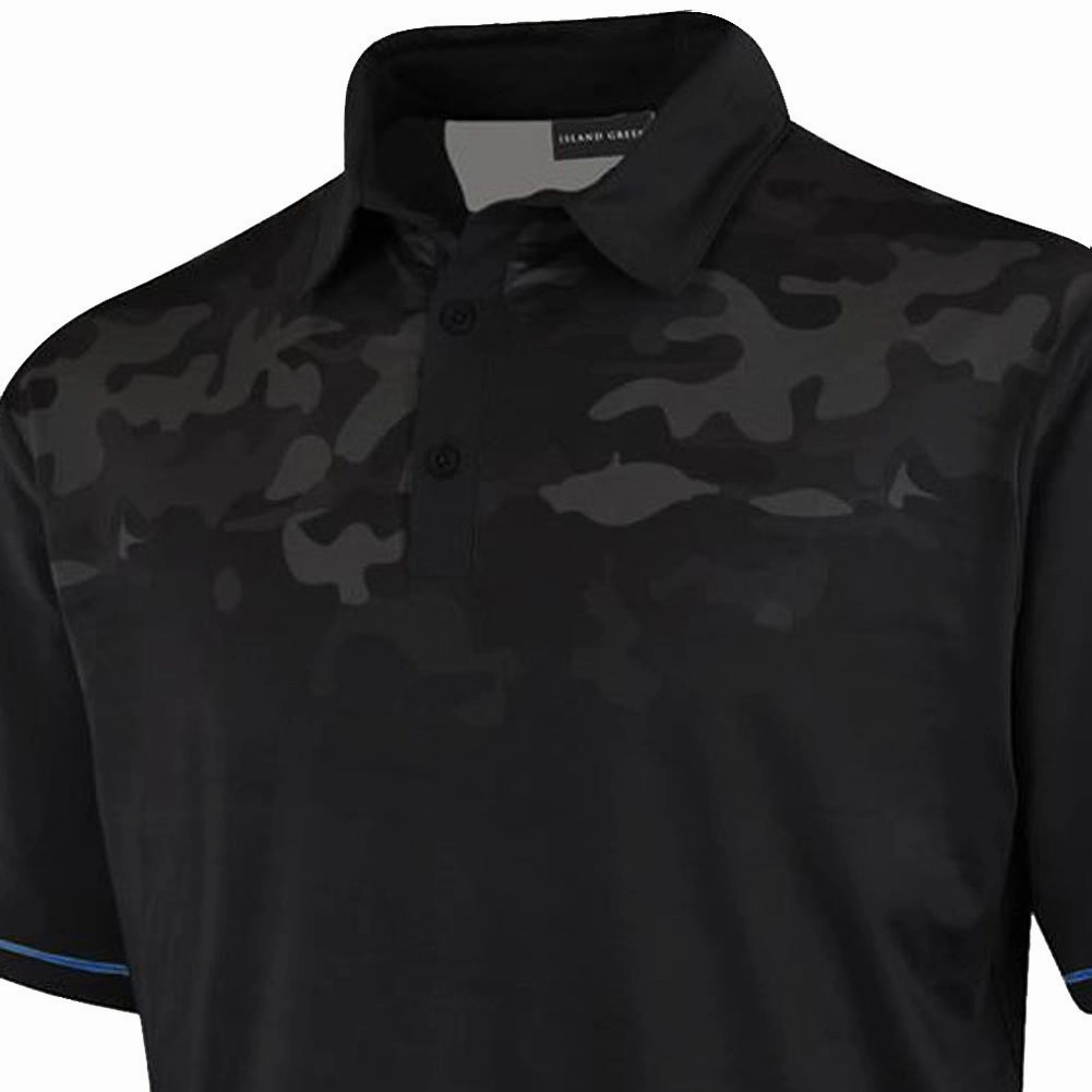Island Green Graded Camo Print Polo Shirt - Black Camo Essential Piece Travel Friendly