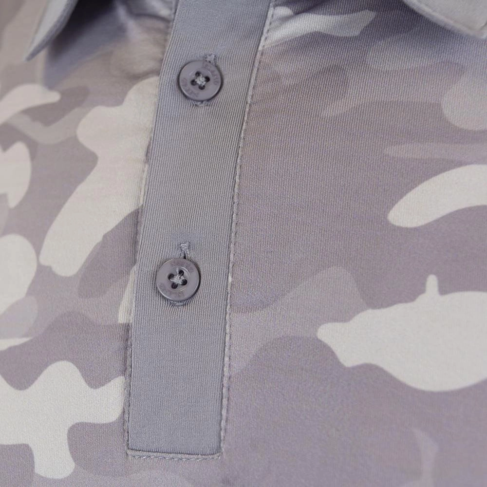 Modern Trend Look Cycling endurance Island Green Graded Camo Print Polo Shirt - Grey Camo