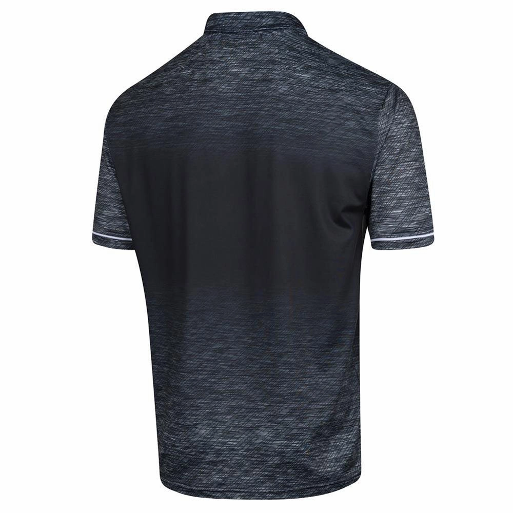 Stylish and Easygoing Functional Wear Island Green Gradient Print Polo Shirt - Black Marl