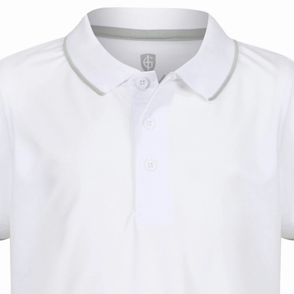 Printed design DoubleStitchedHem Island Green Junior Performance Polo Shirt - White