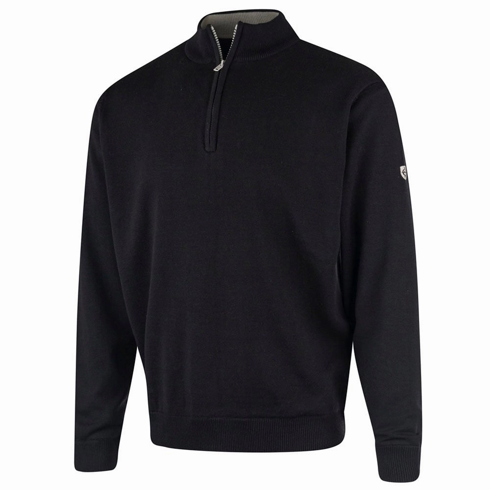 Soft Layers Island Green Lined Knitted Sweater With Pop Zip - Black