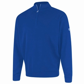 Lounge Fit product rhinestone glamour Island Green Lined Knitted Sweater With Pop Zip - Royal Blue