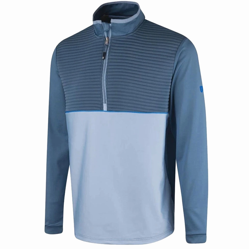 Island Green Ribbed Yoke 1/4 Zip Pullover - Airforce/Aqua/Turquoise good for yoga