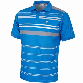 Light Comfort MoistureControlFibers Island Green Striped Polo Shirt - Maritime Blue/Charcoal