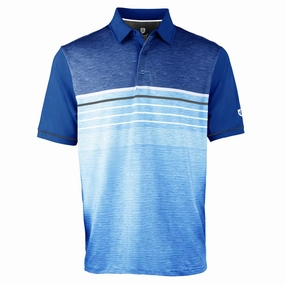 Garment Washed Texture Reinforced Shoulder Island Green Sublimated Polo Shirt - Marine