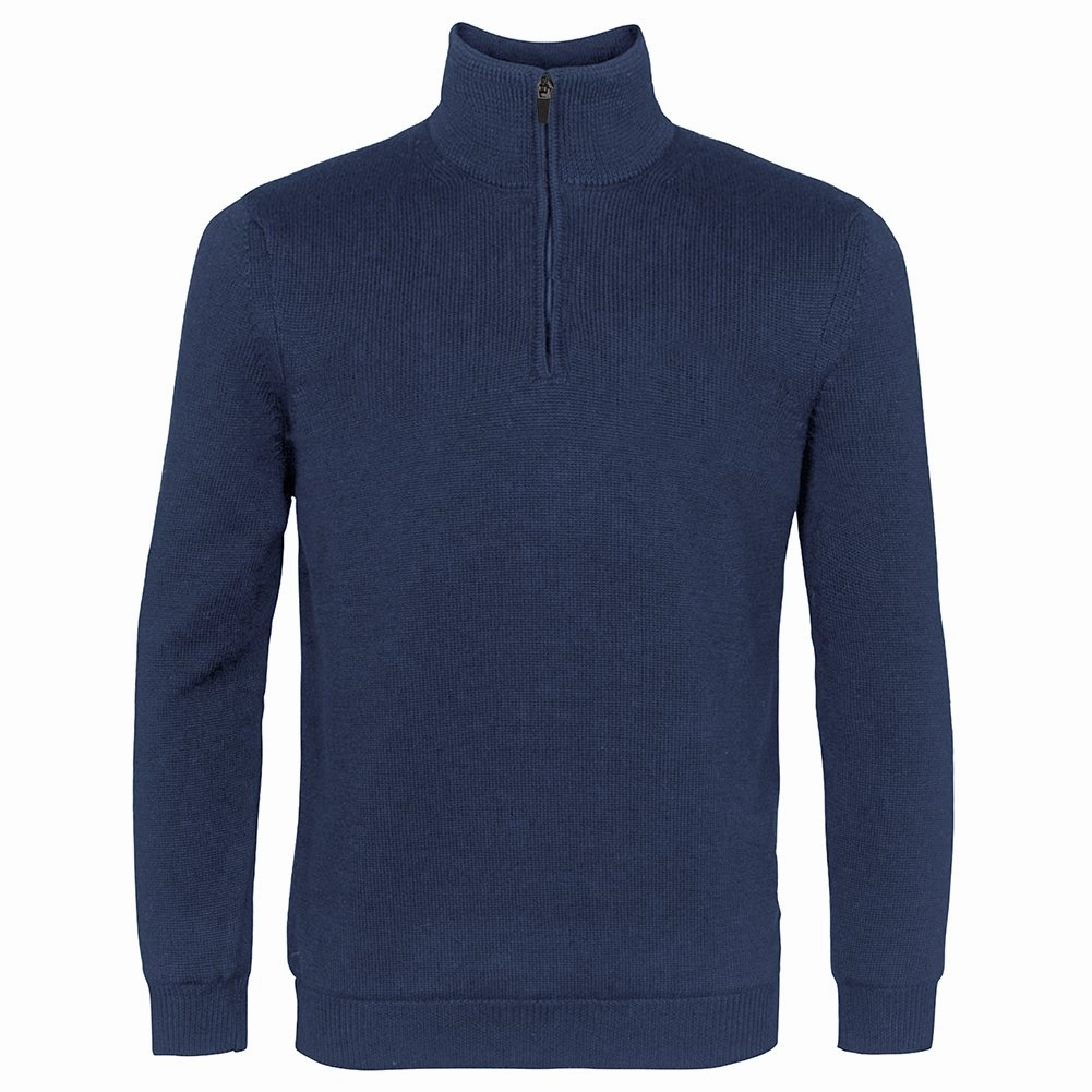 Classic Fit product solo confidence Island Green Supersoft Fine Knit 1/2 Zip Sweater - Navy