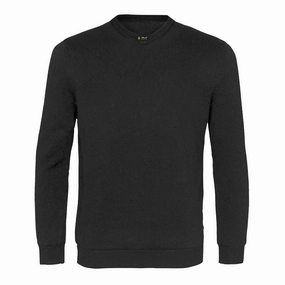 Relaxed Street Island Green Supersoft Fine Knit V Neck Sweater - Black