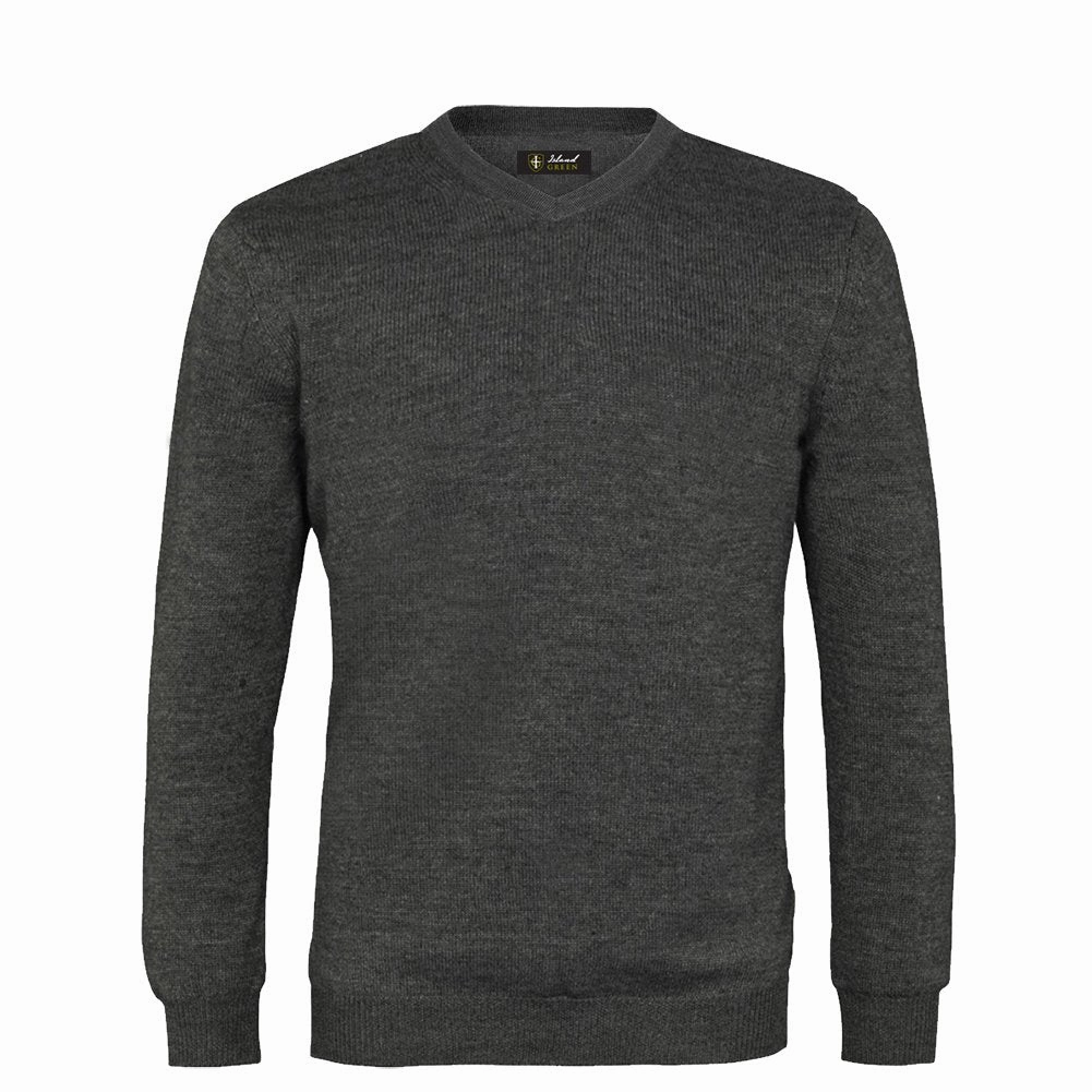 Island Green Supersoft Fine Knit V Neck Sweater - Dark Charcoal product bow cuteness Daily Staple