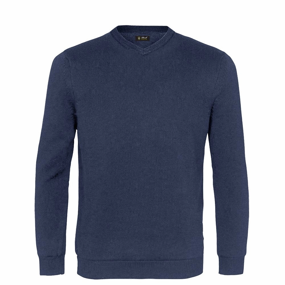 product delivery Island Green Supersoft Fine Knit V Neck Sweater - Navy