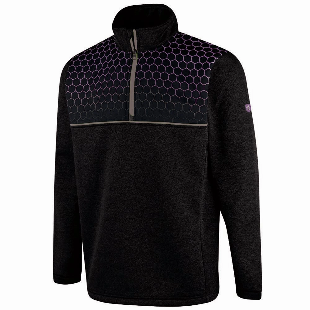 Island Green Top Layer With Sublimation Print Yoke Pullover - Black/Purple Fashionable Design