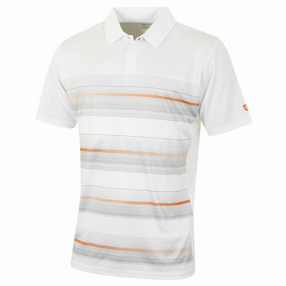 Island Green Top Snap Coolpass Polo Shirt - White Long Lasting Color