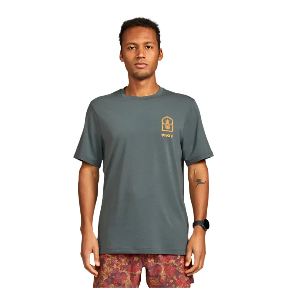V neck style Janji Men's Circa Daily Tee in Paisley Handcraft SS25
