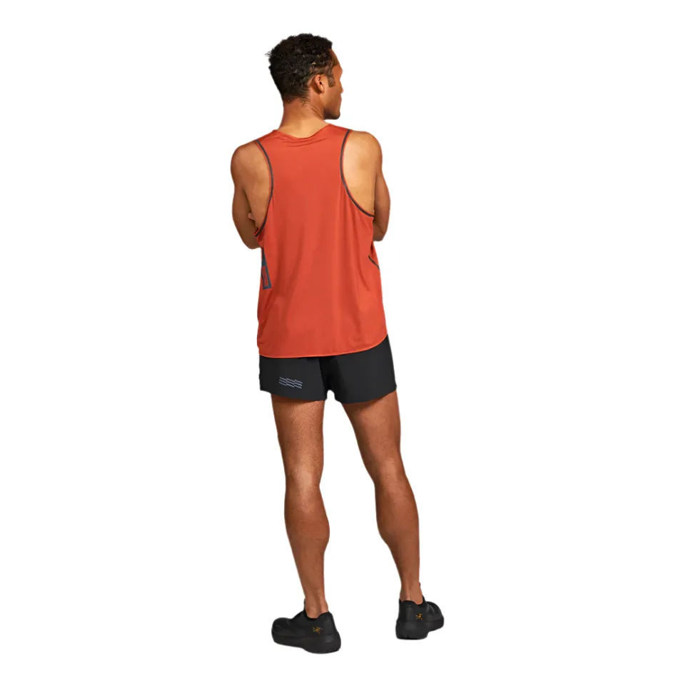 context Breathable Mesh Panels Janji Men's Pinnacle Ultra Singlet in Rift SS25