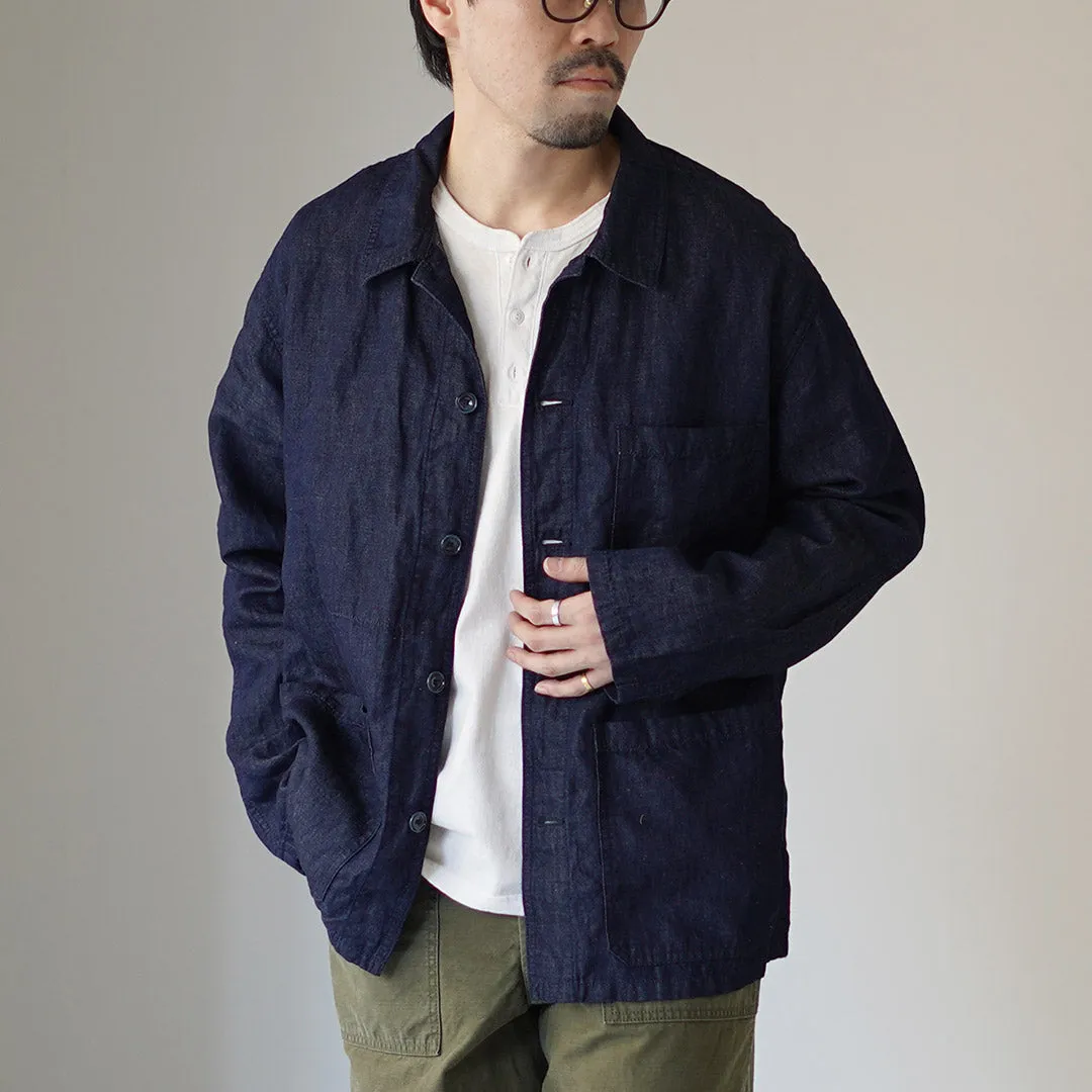 Plaid Design JAPAN BLUE JEANS / RJB7070 Cotton Linen Denim French Coverall Jacket