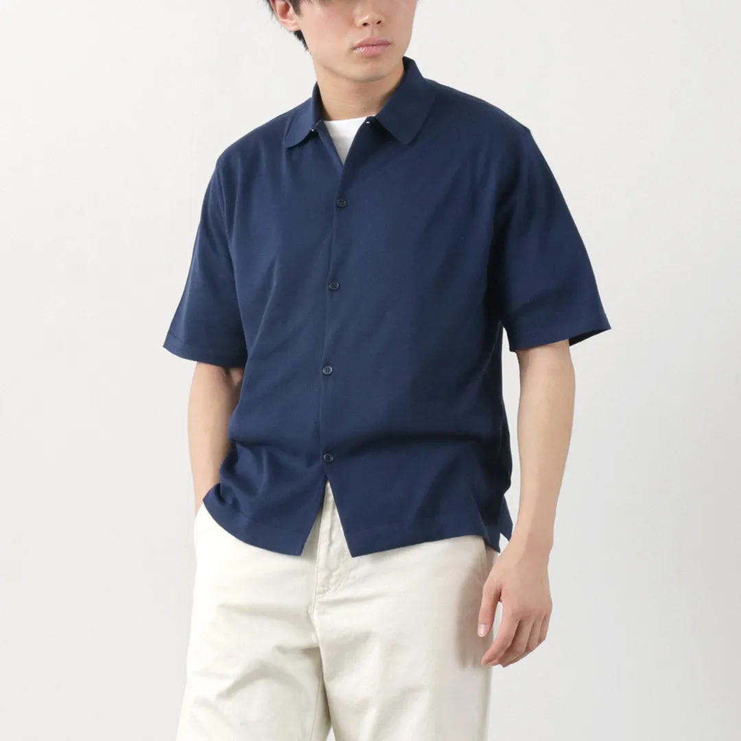 Round Collar Oversized style JOHN SMEDLEY / Sea Island Cotton 30 Gauge Knit Shirt