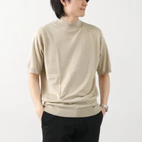 JOHN SMEDLEY / Sea Island Cotton 30 Gauge Mock Neck Knit Holiday Casual