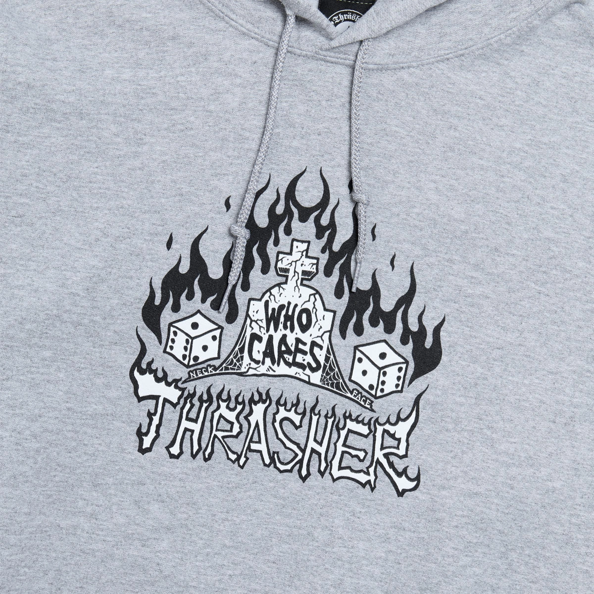 Street Energy Wear Thrasher Who Cares By Neckface Hoodie - Sport Grey