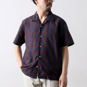 KEMA DESIGNS / Open Collar Short Sleeve Shirt Double Needle Hemming