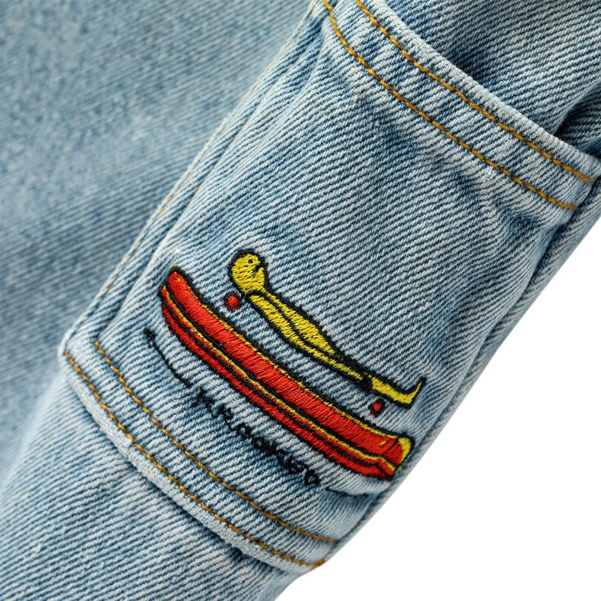 Reinforced Stitching Universal Fit System Krooked Koffin Carpenter Jeans - Bleached Denim