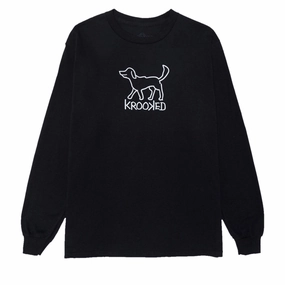 Layered Shoulder Design Low Impact Dye Krooked El Perro Long Sleeve T-Shirt - Black/White