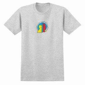 Krooked Mad Back Fill T-Shirt - Ash Grey/Multi Color Print Low Impact Manufacturing GentleWashResistance