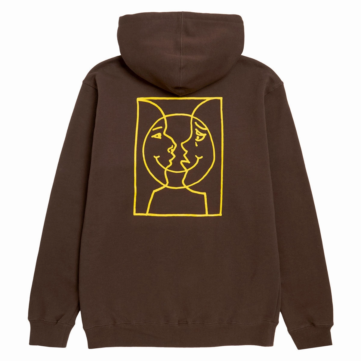 Krooked Moonsmile Raw Hoodie - Brown/Yellow Prints Recycled fabric