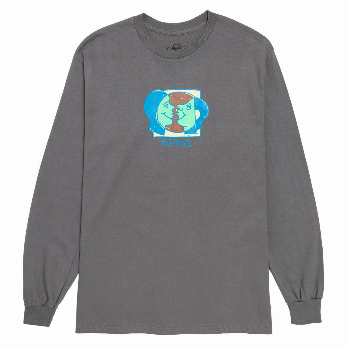 Krooked Moonsmiley Long Sleeve T-Shirt - Charcoal/Multi Trendy Casual Wear Modern Simplicity