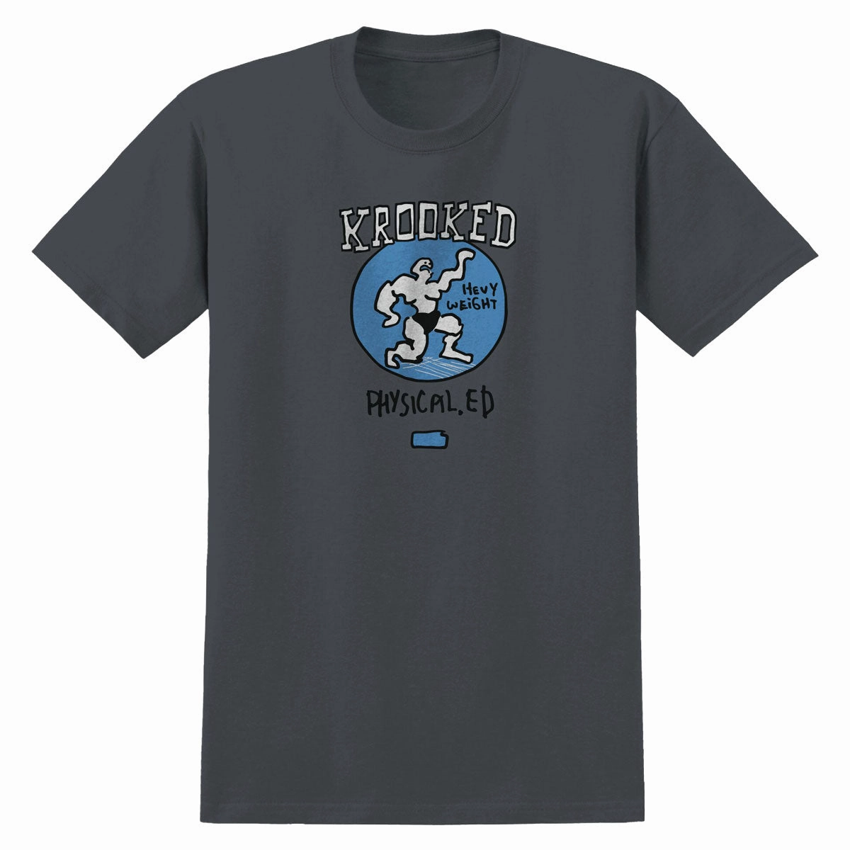 Krooked Physical Ed T-Shirt - Charcoal Reinforced Shoulders Active Style Trend