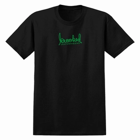 Versatile Trend Skin Friendly Lining Krooked Skript T-Shirt - Black/Green