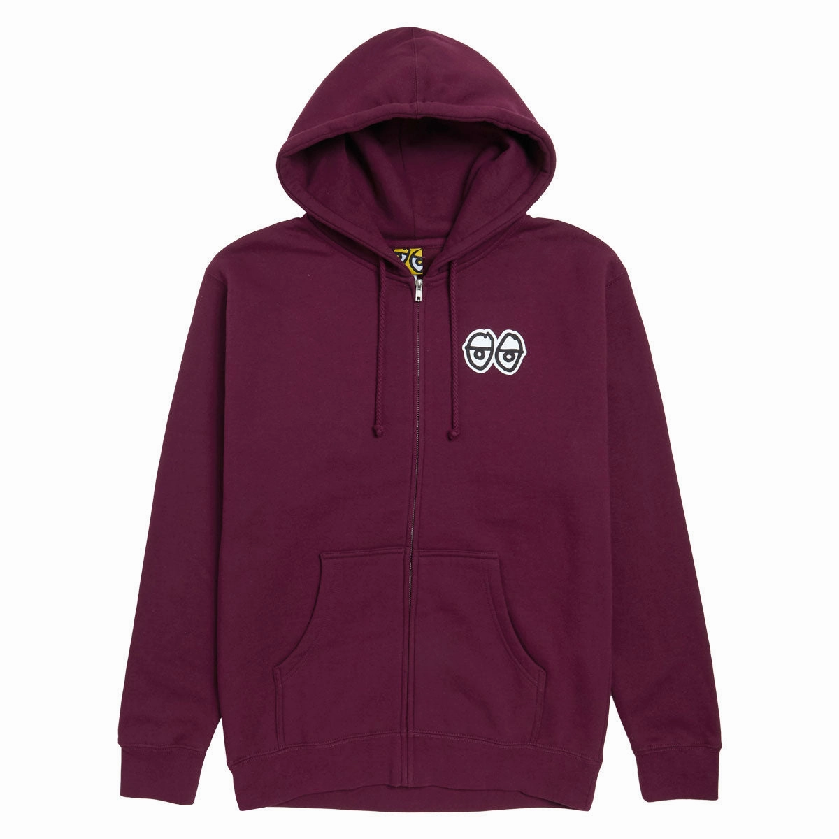 Krooked Strait Eyes Zip Up Hoodie - Maroon/Black/White Prints Bee like