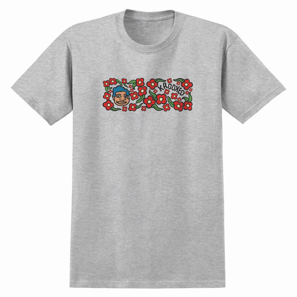 Krooked Sweatpants Redux T-Shirt - Heather Grey Ribbed Collar Design