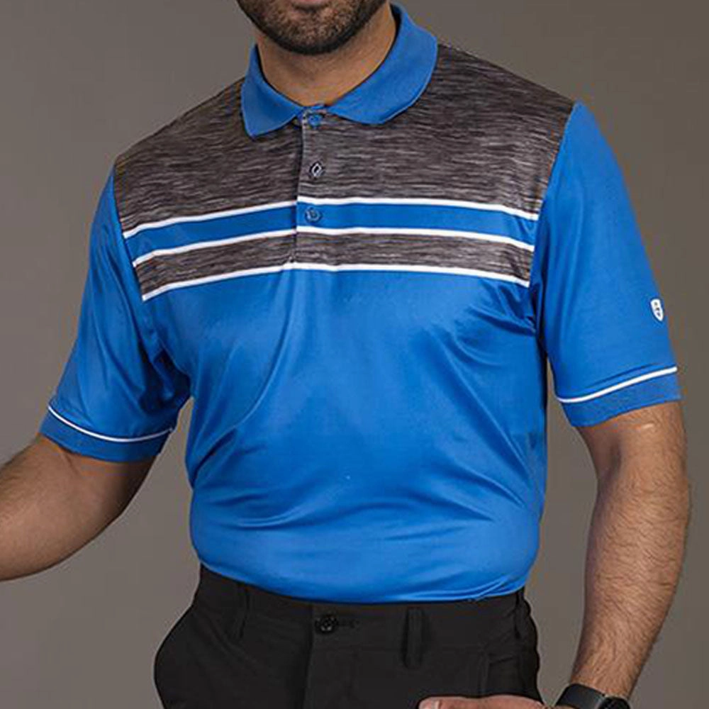 Island Green Chest Panel Polo Shirt - Mid Blue Reversible Design Concept Lightweight Feel