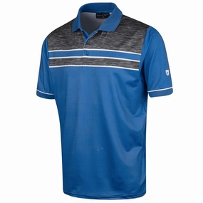 Island Green Chest Panel Polo Shirt - Mid Blue Layered Hem Design LightweightBlend