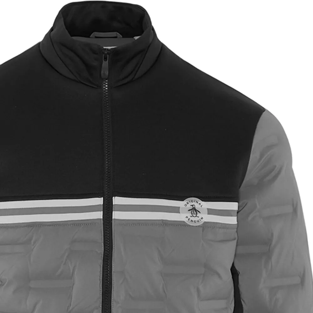 Smooth Flat Collar Original Penguin Insulated Mixed Media 80's Bomber Jacket - Caviar