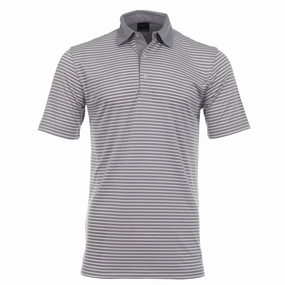 FadeResistant Summer Ready Greg Norman Bar Stripe Polo Shirt - Sterling Grey