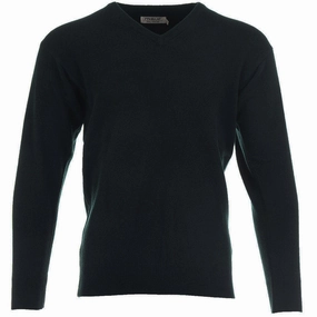 Fashion Fit ProQuip Lambswool Water Repellent V Neck Golf Sweater - Black