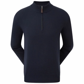 FootJoy Wool Blend 1/2 Zip Pullover - Navy Soft Touch Fabric Fresh Minimal