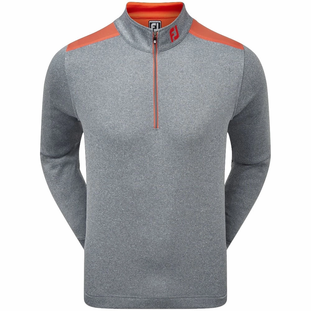 FootJoy Contrast Chill-Out Xtreme 1/4 Zip Pullover - Heather Smoke/Chilli Sporty Fit