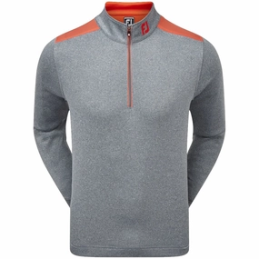 FootJoy Contrast Chill-Out Xtreme 1/4 Zip Pullover - Heather Smoke/Chilli Sporty Fit