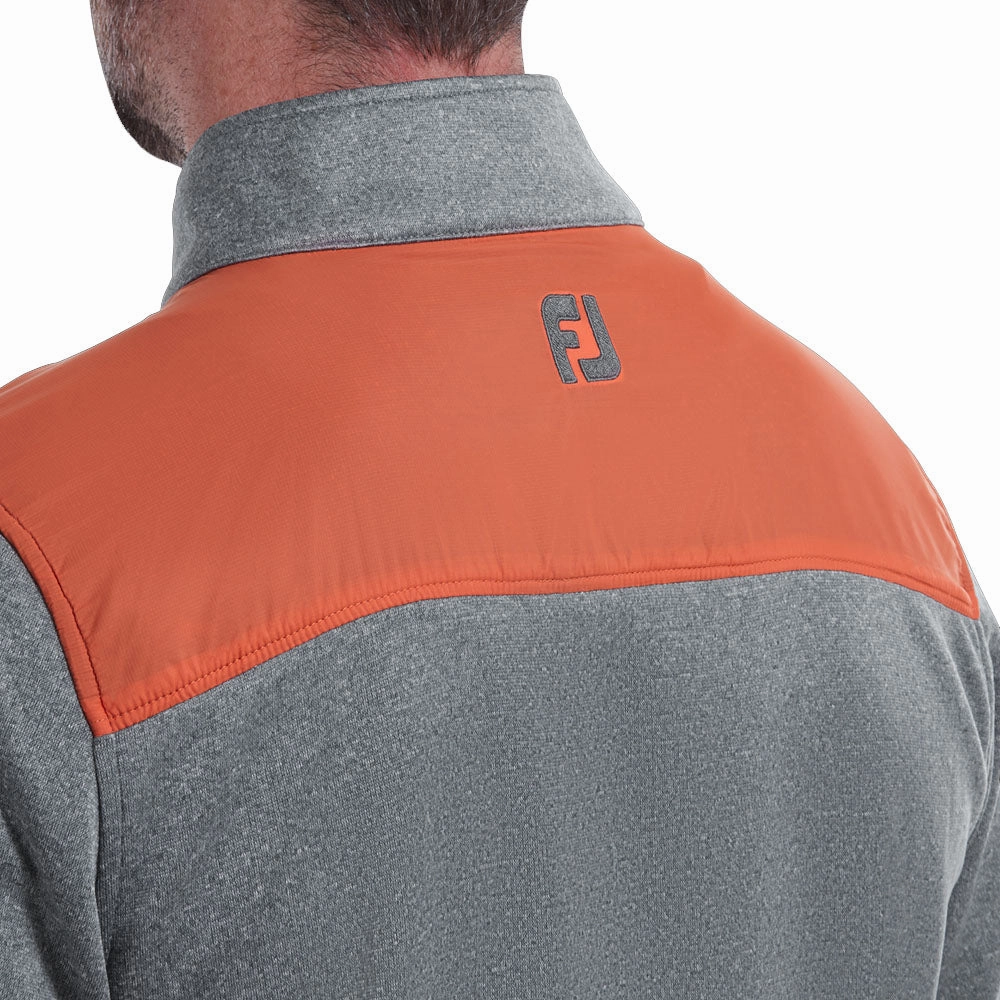 Snug Fit FootJoy Contrast Chill-Out Xtreme 1/4 Zip Pullover - Heather Smoke/Chilli