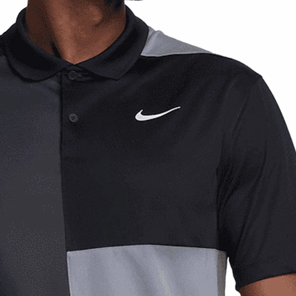 Brushed Interior Lining Wrinkle-Free Nike Victory  Dri-FIT Polo Shirt - Black/Smoke Grey/Dark Smoke Grey/White