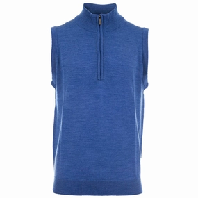 Cozy Texture Relaxed Hoodie ProQuip Merino 1/2 Zip Sleeveless Slipover - Blue