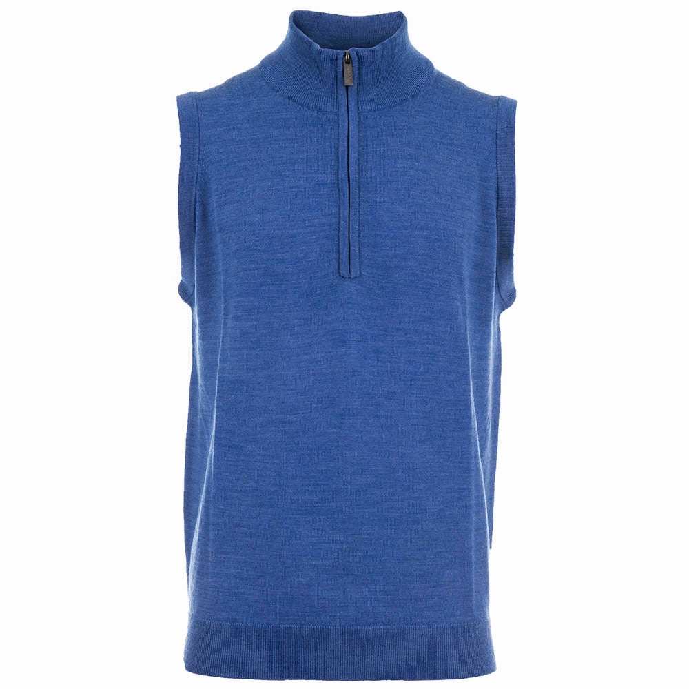 ProQuip Merino 1/2 Zip Sleeveless Slipover - Blue Home Wear Outdoor Layer