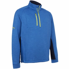 Callaway Heather Eco Stripe Fleece - Mazarine Blue Heather twill