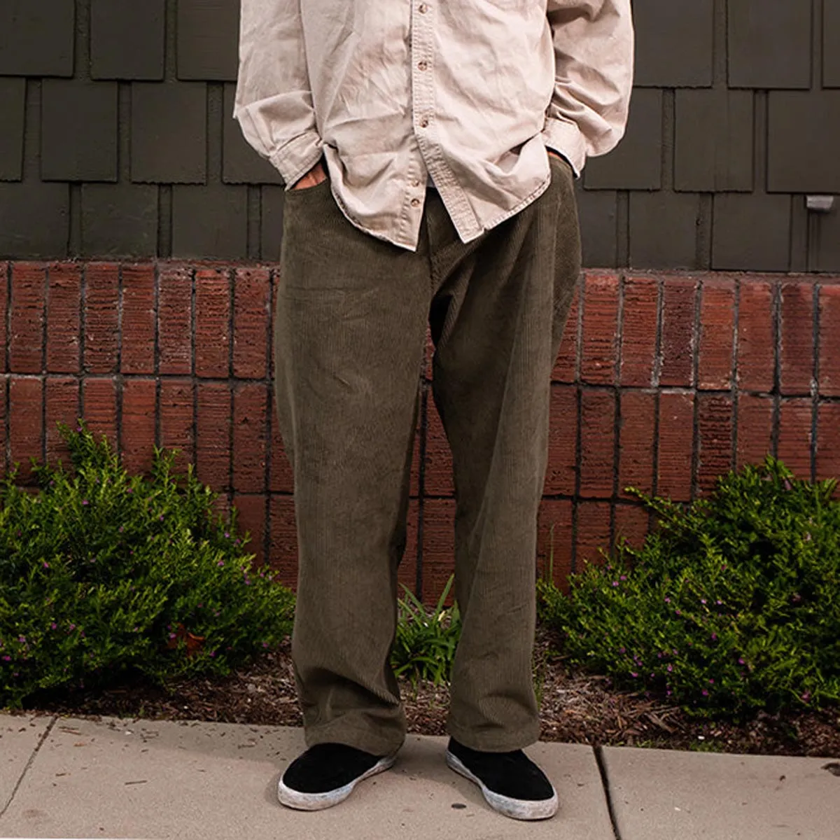 Breathable mesh Chocolate Cord Pants - Olive